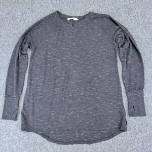 Spring + Mercer Athleisure Space Dye Tulip Back Tee Women S Charcoal Thumbhole